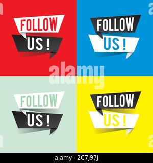Modern design follow us text on speech bubbles concept. Vector illustration Stock Vector