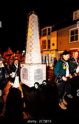 Local People Take Part In A Street Procession During Bonfire Night (Guy Fawkes Night) Celebrations, Lewes, East Sussex, UK Stock Photo