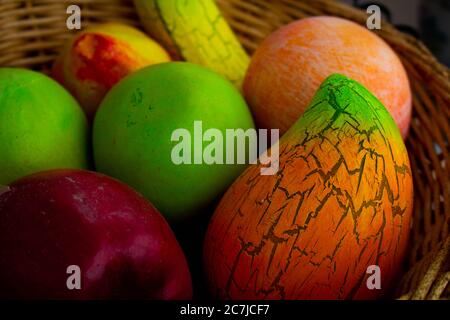 Colorful fruit in a basket. Stock Photo