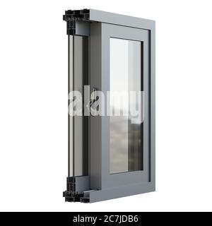 Gray window isolated on white background Stock Photo