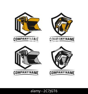 Excavator design in modern flat style isolated on white background. sign/symbols for heavy equipment,construction,industrial etc. Excavator symbol for Stock Vector