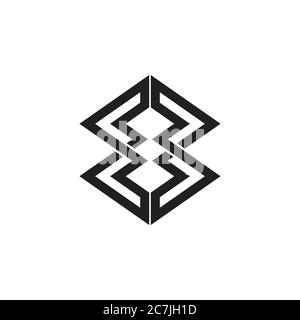abstract letter bb geometric stripes line logo vector Stock Vector
