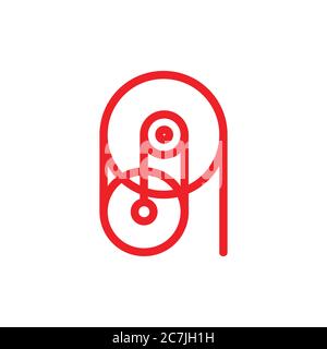 pulley wheel geometric line vector Stock Vector