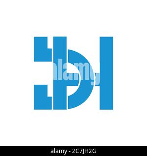 letter bh simple linked geometric logo vector Stock Vector