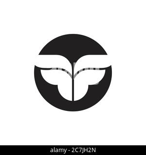 letter f curves wings design symbol logo vector Stock Vector
