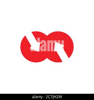 linked circle opposite arrow geometric logo vector Stock Vector