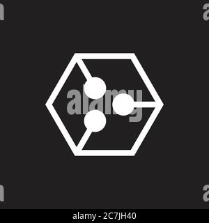 hexagonal linked dots arrow line logo vector Stock Vector