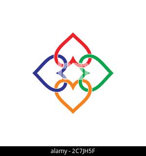 colorful linked love shape geometric linear logo vector Stock Vector