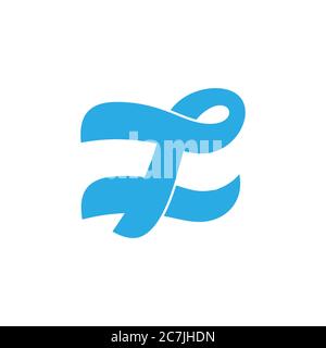 abstract letter t blue wavy design logo vector Stock Vector