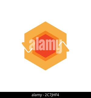 circle hexagonal arrow symbol logo vector Stock Vector