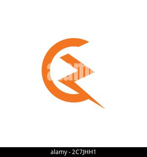 abstract letter cz thunder shape logo vector Stock Vector