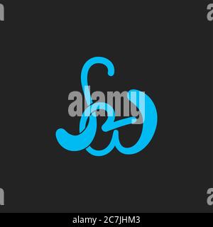 letter sw linked blue water design logo vector Stock Vector