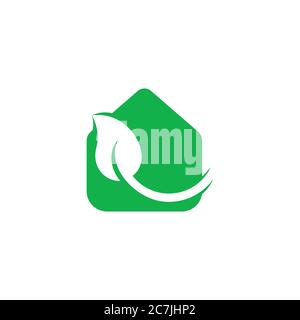 nature curves leaf home simple geometric symbol logo vector Stock Vector