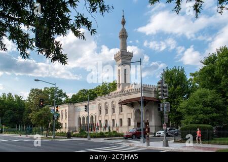 Washington, D.C. / USA - July 17 2020: Exterior building facade of the Islamic Center of Washington DC. Stock Photo