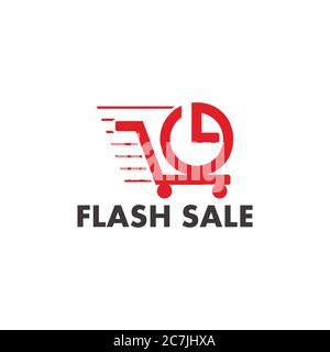 vector of flash sale shopping cart time use for promotion Stock Vector