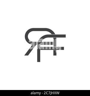 letter rf linked flat geometric clear line design symbol logo vector Stock Vector