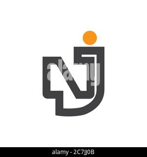 letter nj simple geometric line logo vector Stock Vector