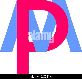letter mp linked colorful logo vector Stock Vector