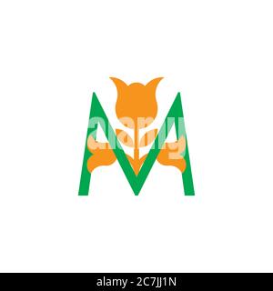 letter m colorful flower elegant logo vector Stock Vector