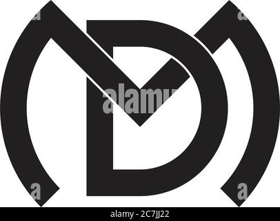 letter md geometric flat overlap design vector Stock Vector