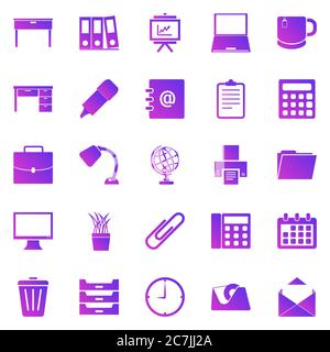 Workspace gradient icons on white background, stock vector Stock Vector