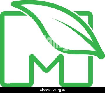 letter m linear leaf geometric logo vector Stock Vector