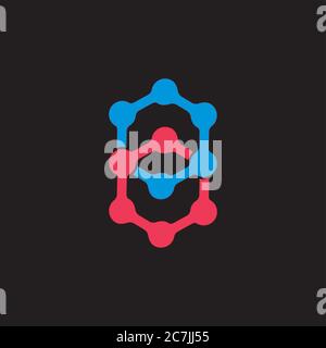 abstract number eight linked dots logo vector Stock Vector