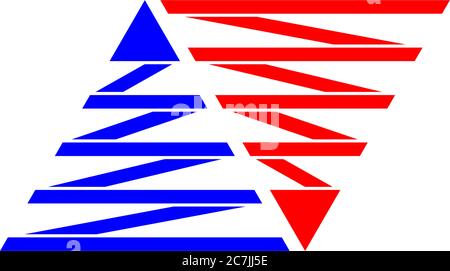 opposite arrow ribbon shape stripes triangle symbol logo vector Stock Vector