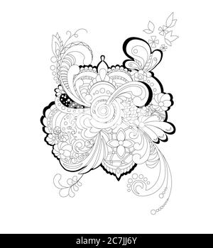 abstart Floral ornament pattern silhouette vector illustration Stock Vector