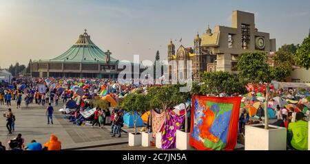 Mexico City, CDMX / Mexico - December 12 2019:  Pilgrims in Mexico City celebrate the Day of the Virgin of Guadalupe Stock Photo