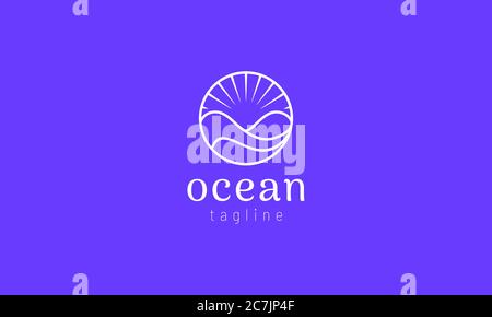 Simple Circle with waves of water and the sun Stock Vector