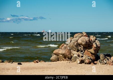 Pile of rocks at the beach Stock Photo