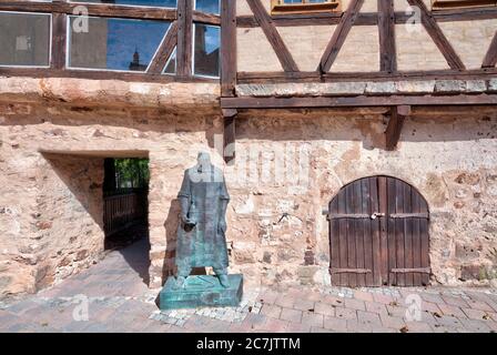 Ernst von Bandel, monument, statue, Margrave Museum, city wall, Ansbach, Middle Franconia, Franconia, Bavaria, Germany, Europe