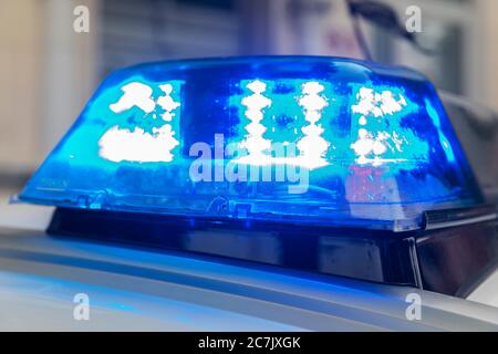 Police car, detail, flashing lights on emergency vehicle, symbolic image, police car in action, Wilhelmshaven, Stock Photo