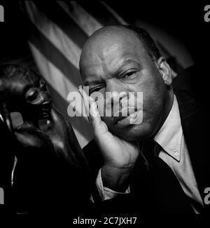 Representative John Lewis (Democrat of Georgia) lies in state on the ...