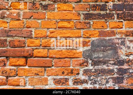 Old wall with bricks, house facade, background picture Stock Photo
