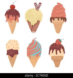 Hand Drawn Watercolor Ice Cream On White Background Fruit Ice Cream In Yellow And Green Colors Summer Print Stock Photo Alamy