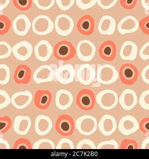 Retro Irregular Shaped Circles Set Vector Seamless Pattern. Modern Mid-Century Abstract Polka Dot Geometric Background Stock Vector