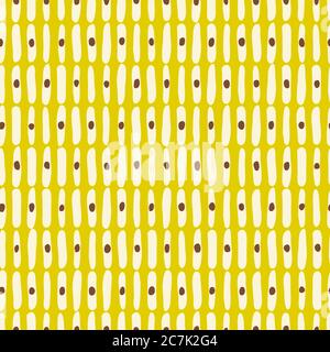 Hand-Drawn Geo Organic Cream Lines and Dots Vector Seamless Pattern. Modern Colorful Abstract Geometric Background Stock Vector