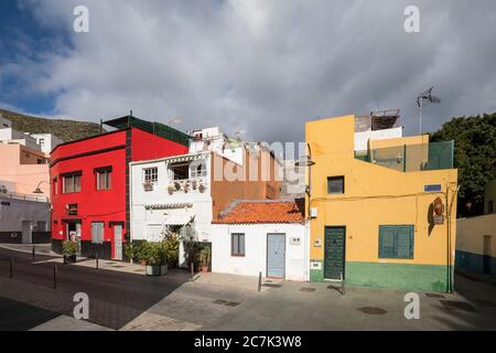Colorful houses on Calle Rosario, San Andres, Tenerife, Canary Islands, Spain Stock Photo