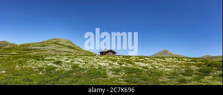 Log cabin in Rondane National Park, Norway Stock Photo