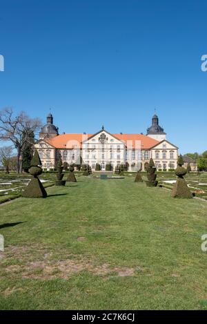 Germany, Saxony-Anhalt, Hundisburg, view of the baroque garden of Hundisburg Castle. Stock Photo