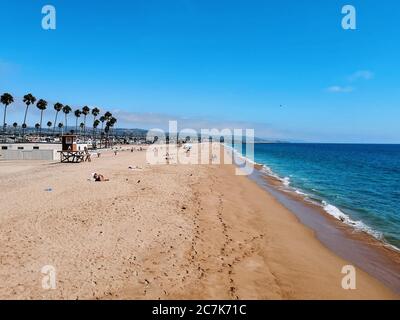 USA, California, Newport Beach, central beach with palm trees Stock Photo