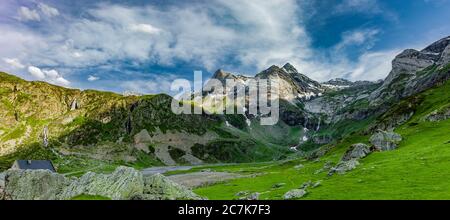 Mountain landscape at Cirque de Troumouse, Pyrenees National Park, France Stock Photo