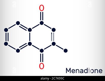 Menadione, menaphthone, provitamin molecule. It is called vitamin K3.  Structural chemical formula Skeletal chemical formula. Vector illustration Stock Vector