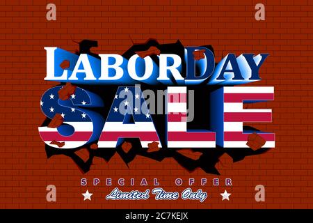 Vector illustration for promotional sales for US Labor Day. Perfect for any use. Stock Vector