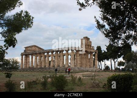 Temple of Athena in Paestum Stock Photo