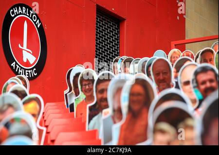 Cardboard cutouts in the stands at The Valley, London. Stock Photo