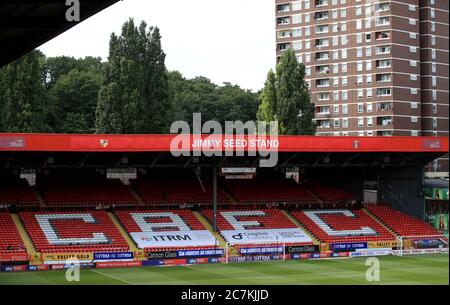 A general view of The Jimmy Seed Stand The Valley, London. Stock Photo