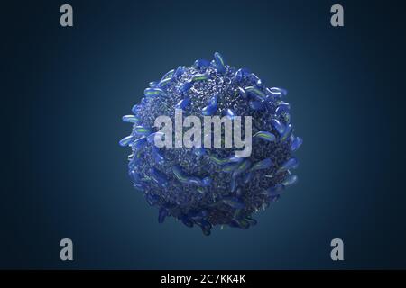 3d rendering blue cancer cell on blue background Stock Photo